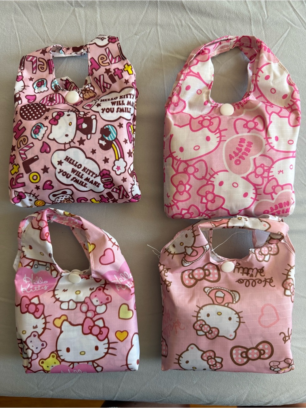 Hello Kitty Pink and White Reusable Shopping Tote- Sold Individually